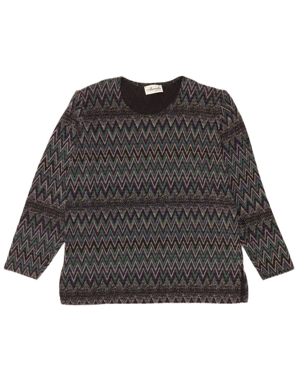 Vintage Womens Long Sleeve Blouse Top UK 16 Large Multicoloured Chevron