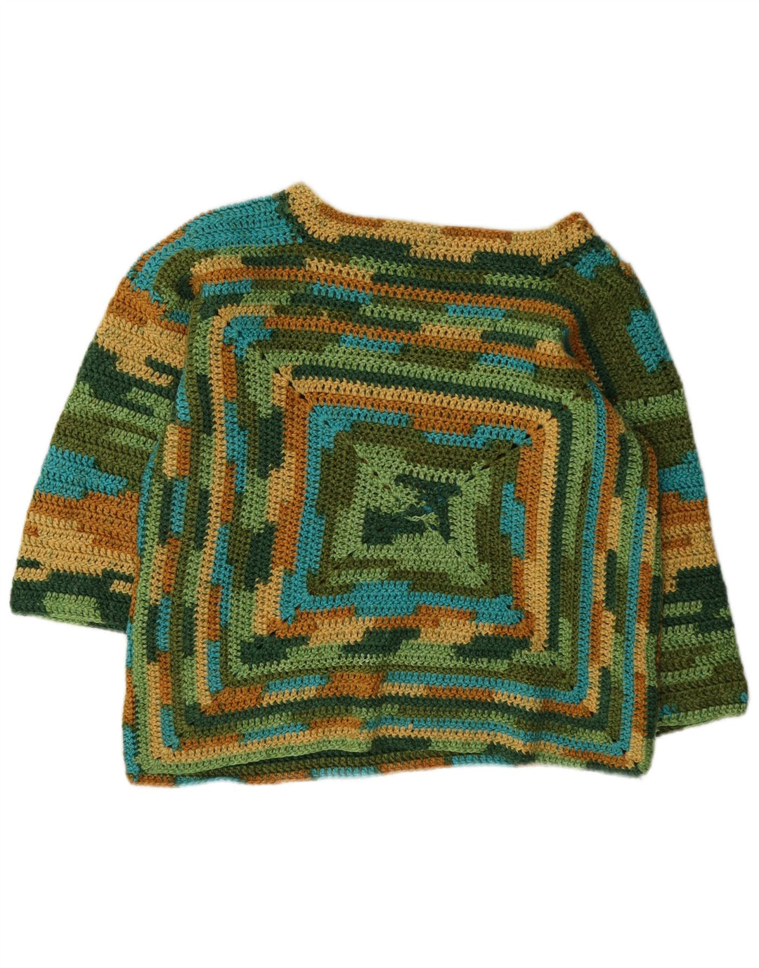 Vintage Womens Boat Neck Jumper Sweater UK 14 Medium Multicoloured