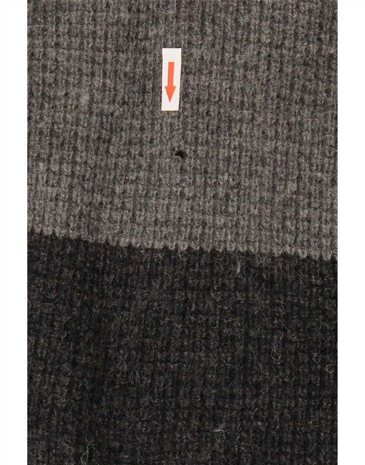Levi's Mens V-Neck Jumper Sweater Large Grey Colourblock Virgin Wool