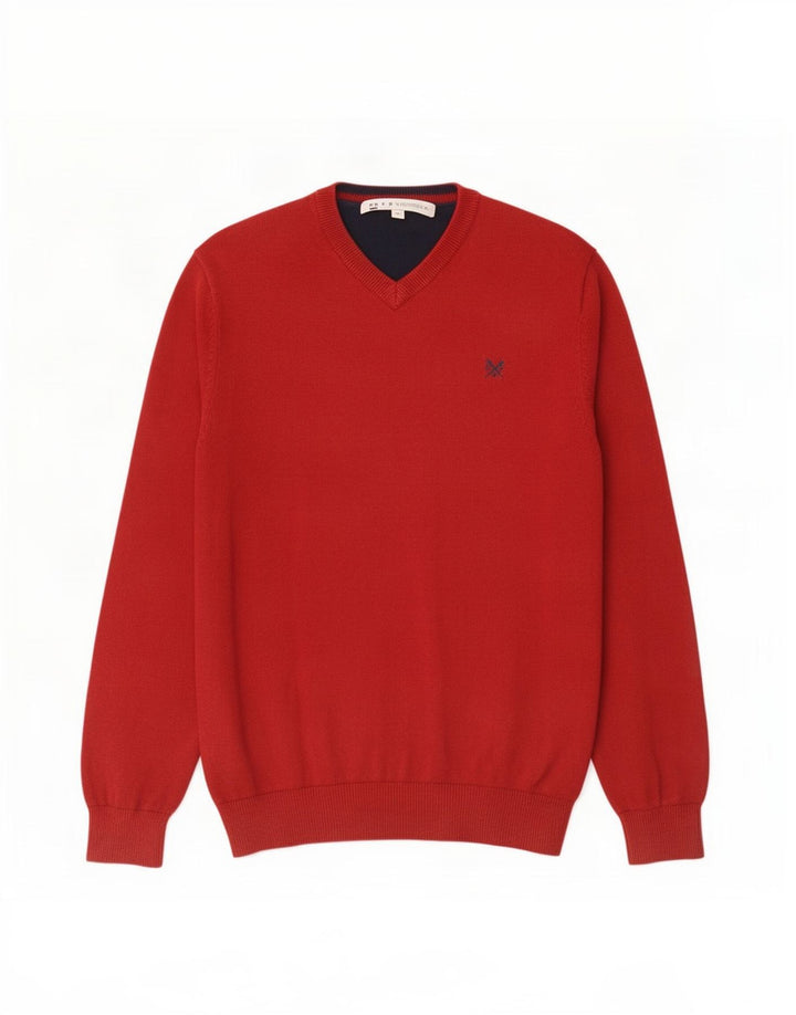 J. Crew Mens V-Neck Jumper Sweater Medium Red Cotton