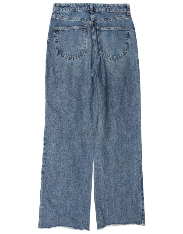 Zara Womens Distressed Wide Leg Jeans EU 36 XS W26 L31 Blue