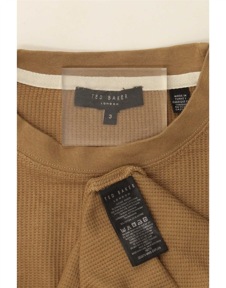 Ted Baker Mens Top Long Sleeve Size 3 Medium Beige Cotton