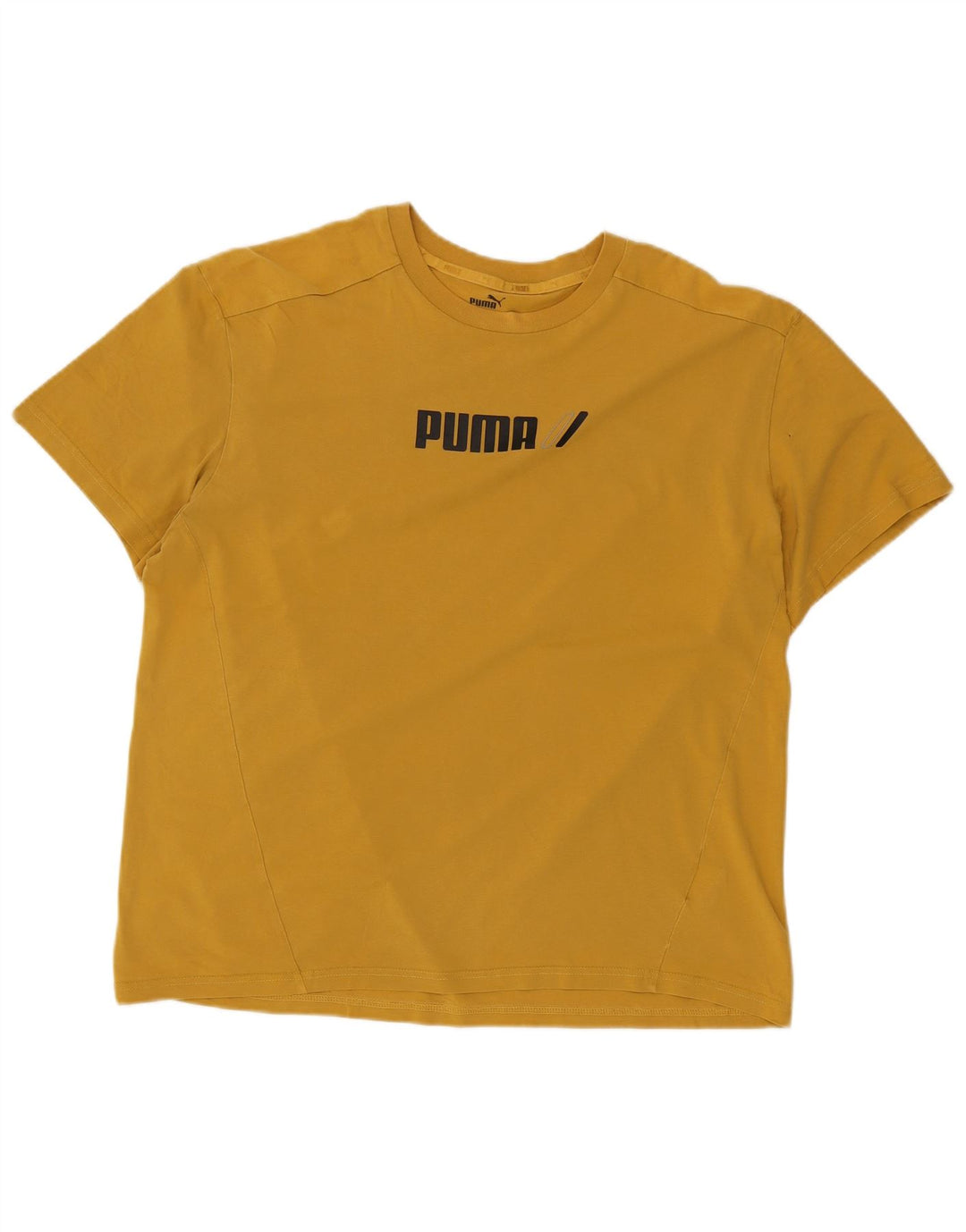 Puma Mens Graphic T-Shirt Top Large Yellow Cotton
