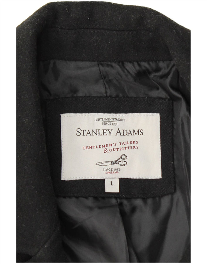 STANLEY ADAMS Mens Military Double Breasted Coat UK 40 Large Black