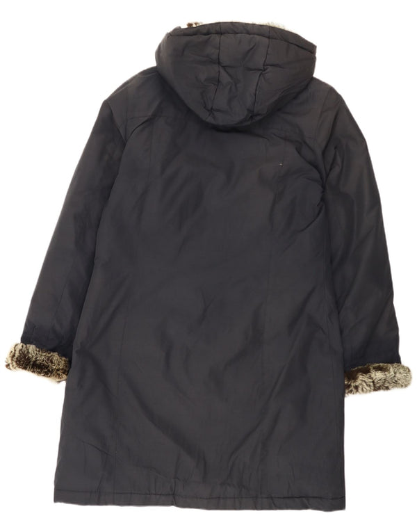 Woolrich Womens Hooded Padded Coat UK 20 2XL Navy Blue Cotton