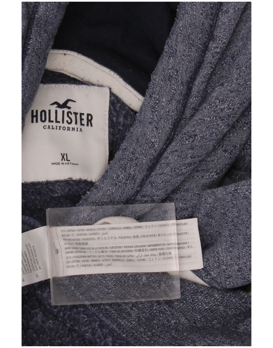 HOLLISTER Mens Graphic Hoodie Jumper XL Blue Flecked Cotton