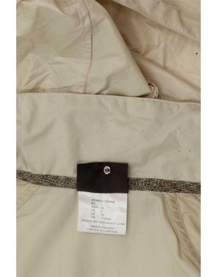 Jack Wolfskin Womens Hooded Rain Jacket UK 16 Large Off White Polyester
