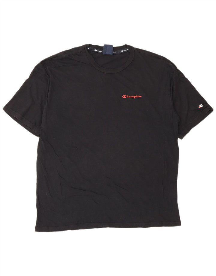 Champion Mens Graphic T-Shirt Top Medium Black Cotton