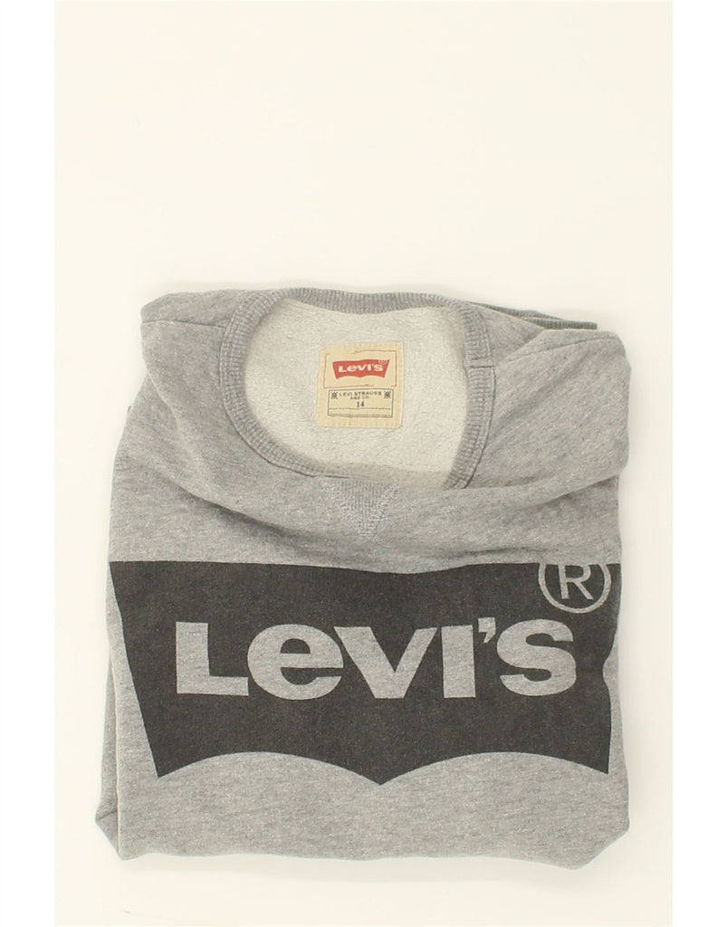 LEVI'S Girls Graphic Sweatshirt Jumper 13-14 Years Grey Cotton | Vintage Levi's | Thrift | Second-Hand Levi's | Used Clothing | Messina Hembry 