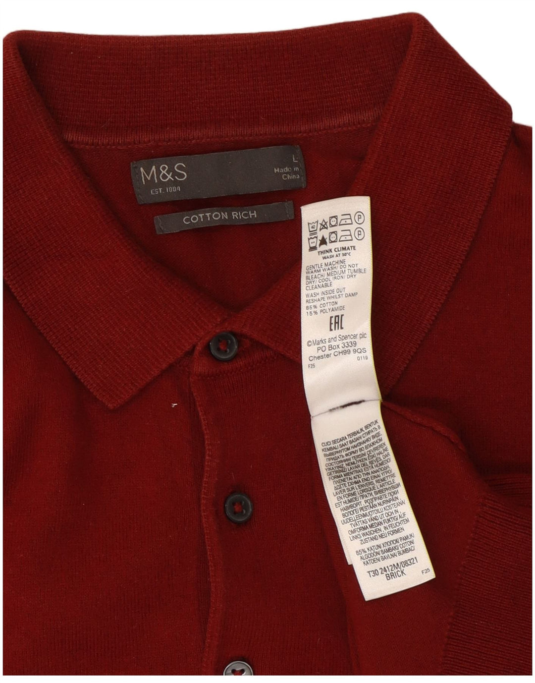 Marks & Spencer Mens Polo Shirt Large Red Cotton