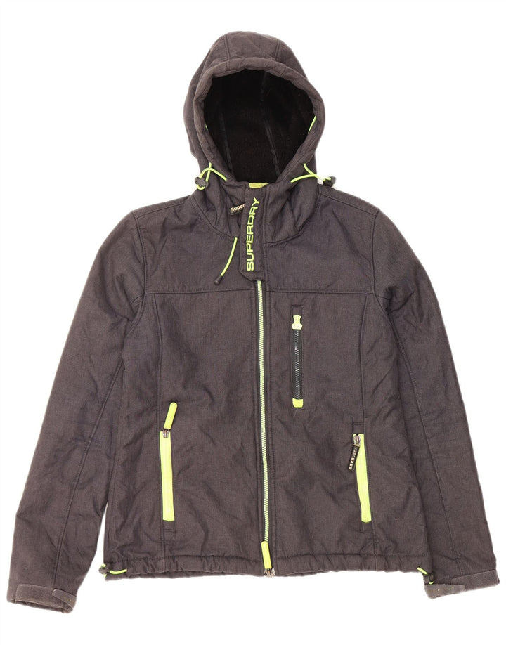 Superdry Womens Windtrekker Windbreaker Jacket UK 16 Large Grey Polyester