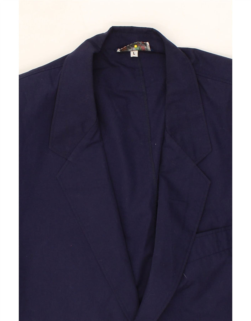 STEFANEL Mens 2 Button Blazer Jacket UK 40 Large Navy Blue Polyester Vintage Stefanel and Second-Hand Stefanel from Messina Hembry 