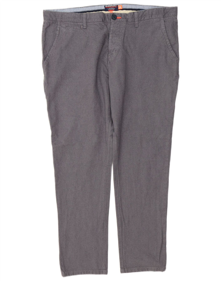 Superdry Mens Slim Chino Trousers 3XL W46 L31 Grey Cotton