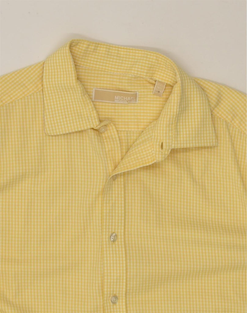 MICHAEL KORS Mens Shirt Size 15 1/2 Large Yellow Gingham Cotton | Vintage Michael Kors | Thrift | Second-Hand Michael Kors | Used Clothing | Messina Hembry 