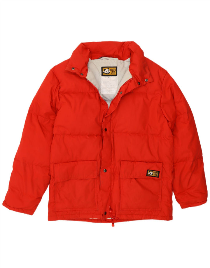 North Land Mens Hooded Padded Jacket UK 38 Medium Red Cotton