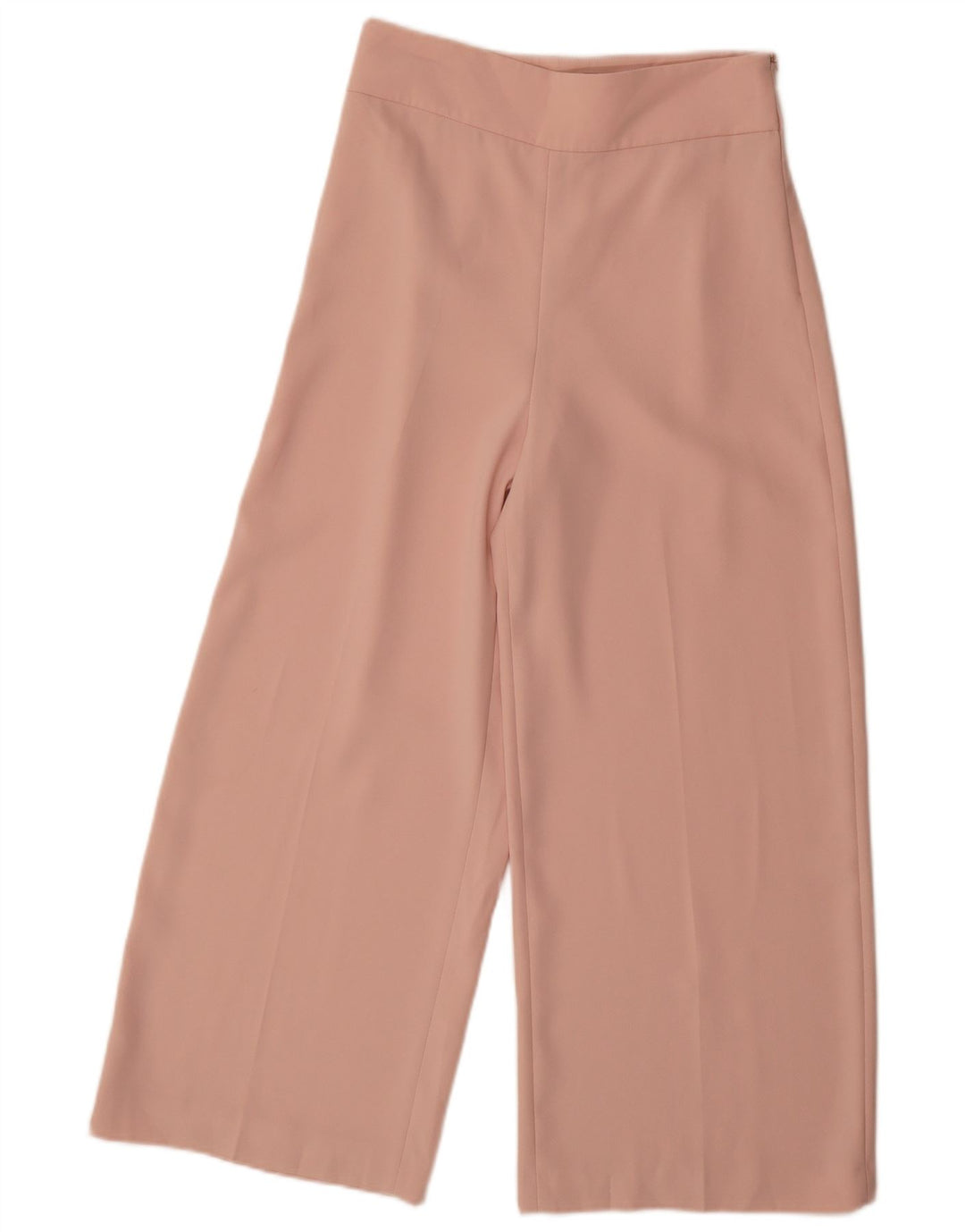 Zara Womens Wide Leg Cropped Trousers Small W26 L25 Pink Polyester