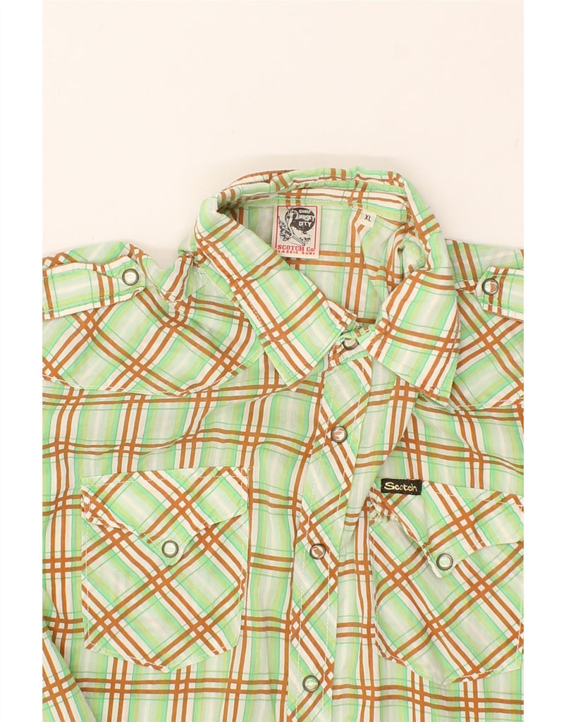 VINTAGE Mens Short Sleeve Shirt XL Green Check Cotton Vintage Vintage and Second-Hand Vintage from Messina Hembry 