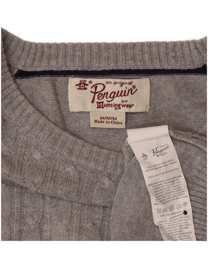 Penguin Mens Boat Neck Jumper Sweater Medium Grey Cotton
