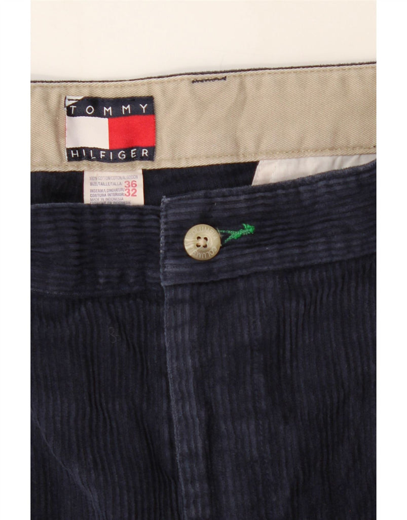 TOMMY HILFIGER Mens Straight Corduroy Trousers W36 L26 Navy Blue Cotton Vintage Tommy Hilfiger and Second-Hand Tommy Hilfiger from Messina Hembry 
