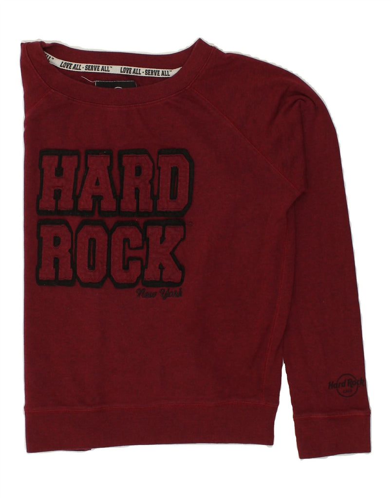 HARD ROCK CAFE Womens New York Graphic Sweatshirt Jumper UK 18 XL Maroon | Vintage Hard Rock Cafe | Thrift | Second-Hand Hard Rock Cafe | Used Clothing | Messina Hembry 