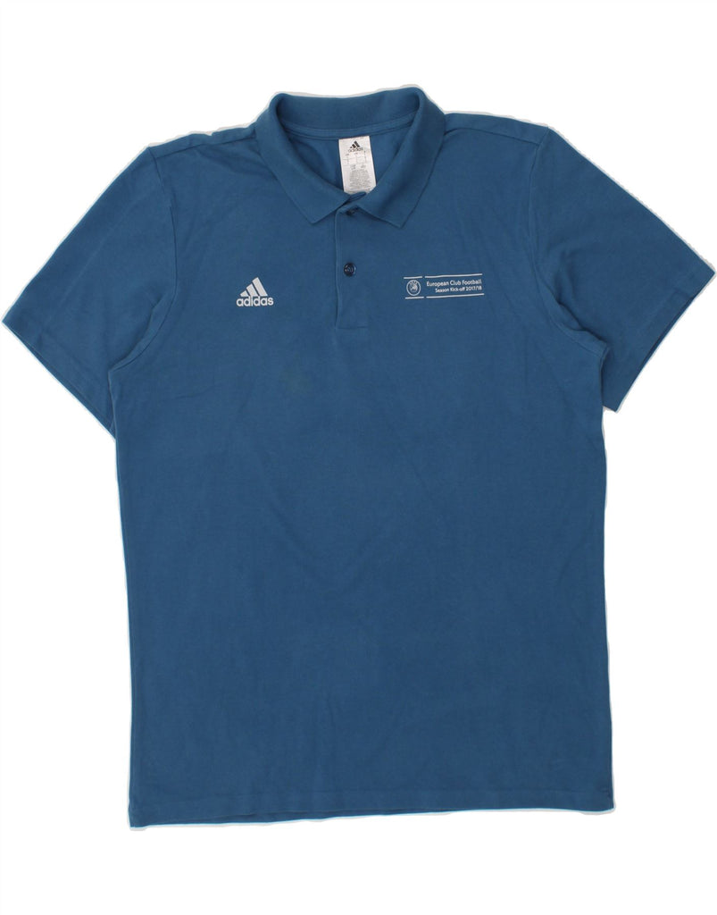 ADIDAS Mens Graphic Polo Shirt Large Navy Blue Cotton Vintage Adidas and Second-Hand Adidas from Messina Hembry 