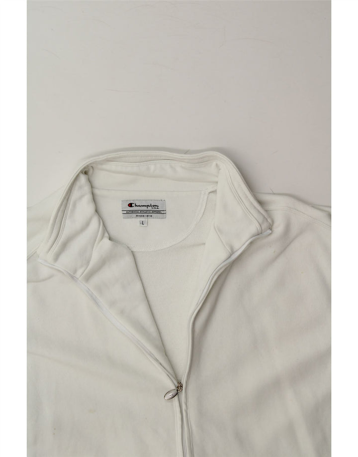 CHAMPION Womens Tracksuit Top Jacket UK 16 Large White Cotton Vintage Champion and Second-Hand Champion from Messina Hembry 