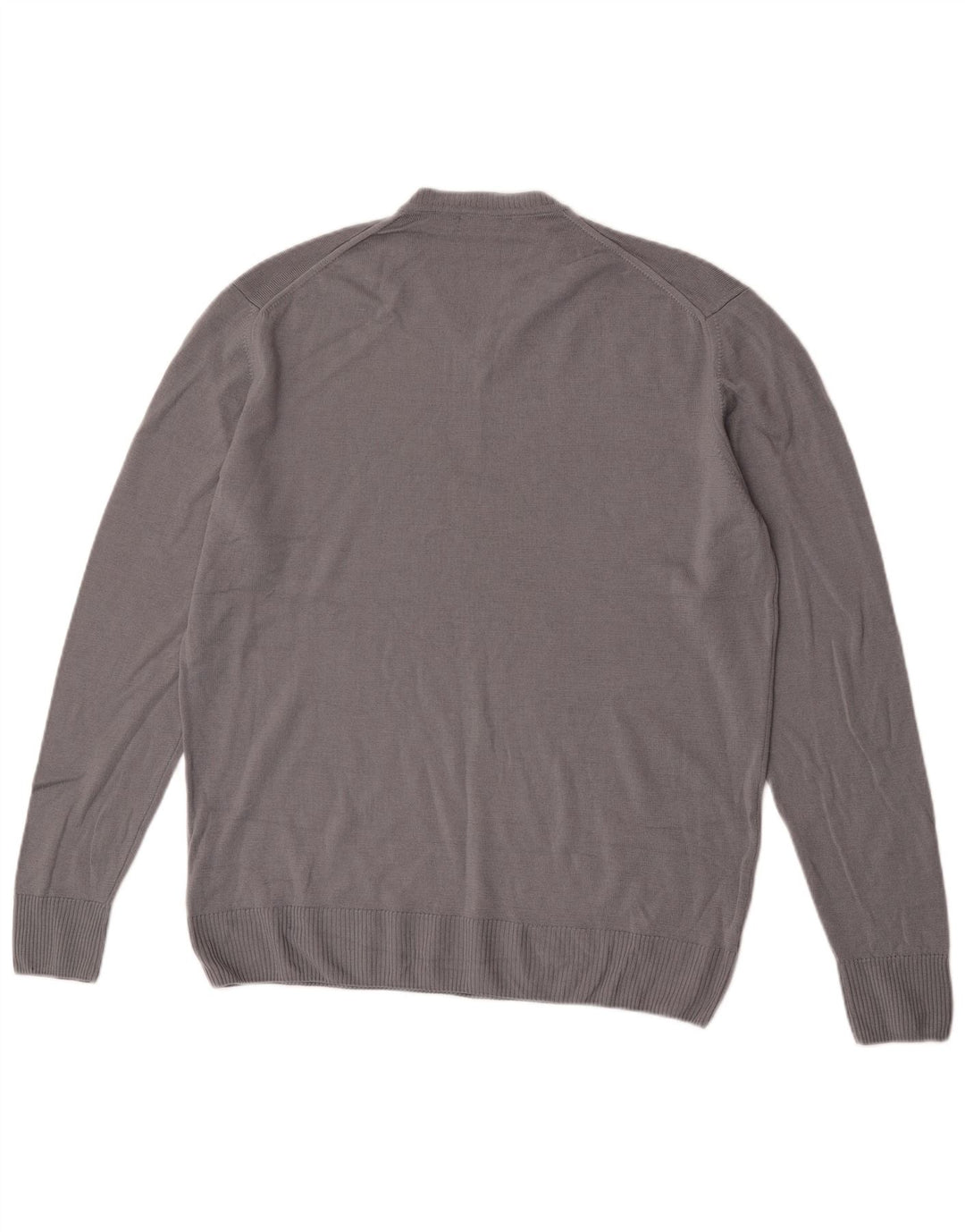Zara Mens V-Neck Jumper Sweater XL Grey Wool