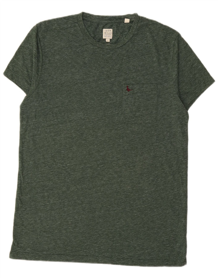 JACK WILLS Mens T-Shirt Top Large Green Cotton