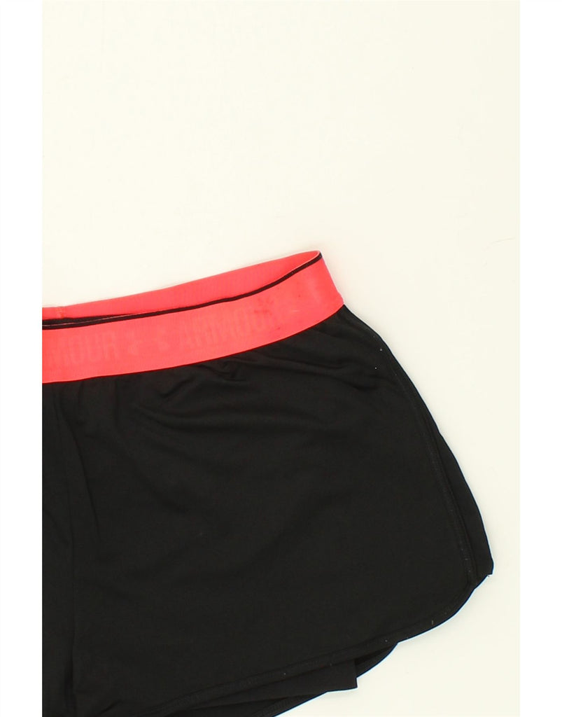 UNDER ARMOUR Womens Heat Gear Sport Shorts UK 12 Medium Black Colourblock | Vintage Under Armour | Thrift | Second-Hand Under Armour | Used Clothing | Messina Hembry 