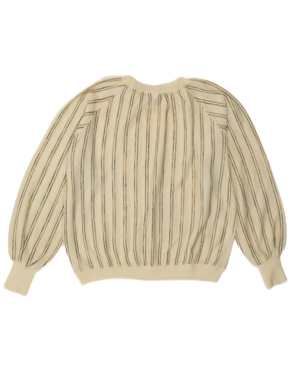 Vintage Womens Boat Neck Jumper Sweater IT 42 Medium Off White Striped
