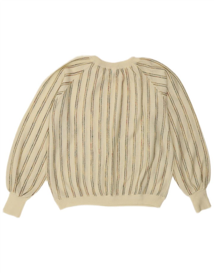 Vintage Womens Boat Neck Jumper Sweater IT 42 Medium Off White Striped