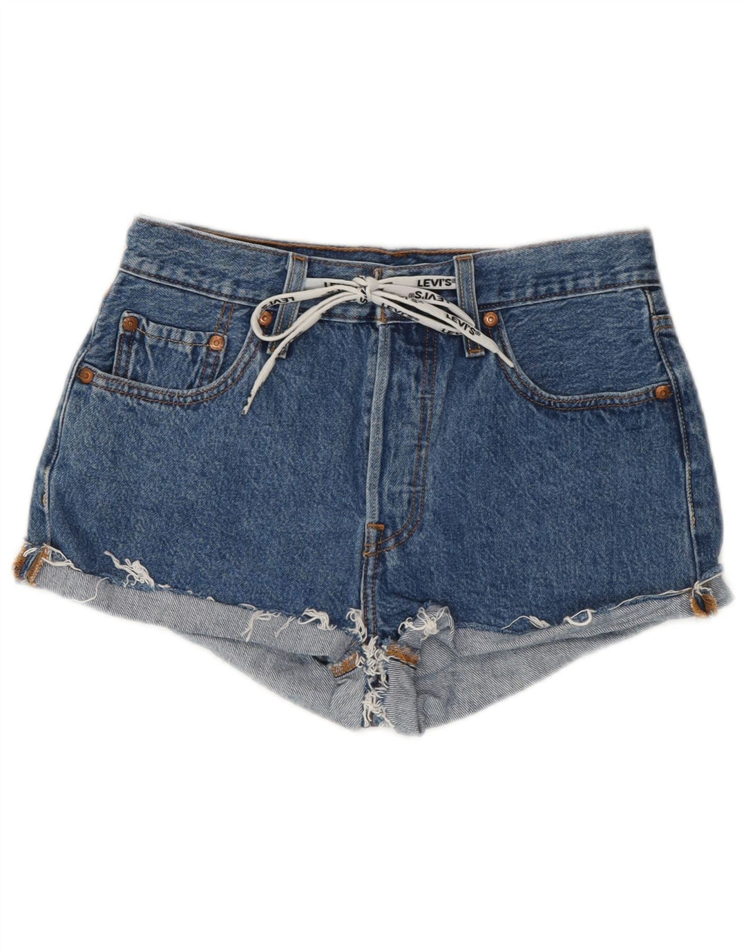 LEVI'S Womens 501 Denim Hot Pants W25 XS Blue Cotton