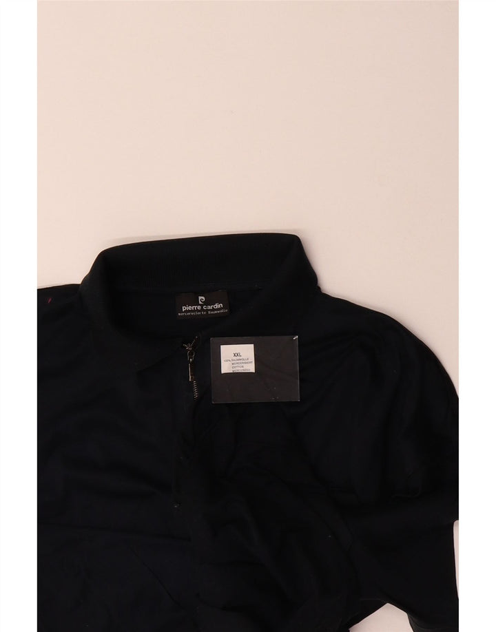 PIERRE CARDIN Mens Polo Shirt 2XL Black Cotton