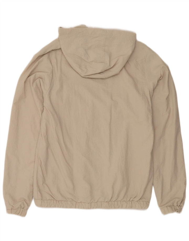 Ellesse Womens Oversized Hooded Pullover Rain Jacket UK 8 Small Beige Nylon