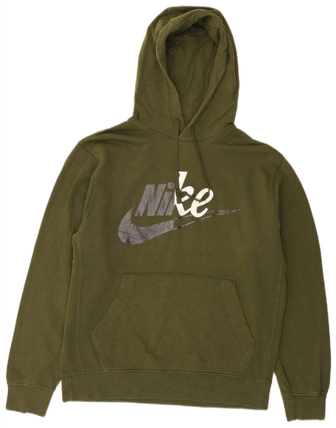 Nike Mens Graphic Hoodie Jumper Medium Khaki Cotton