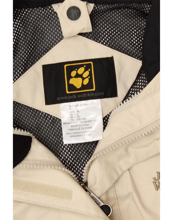 Jack Wolfskin Womens Hooded Rain Jacket UK 16 Large  Off White Polyamide