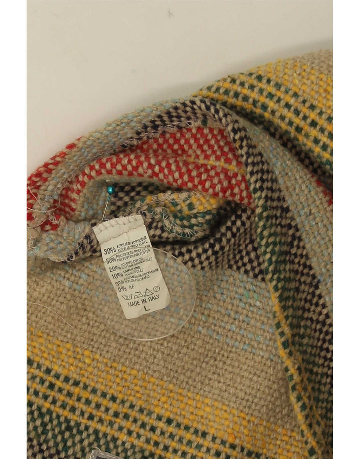 Vintage Mens Waistcoat Large Multicoloured Striped Acrylic