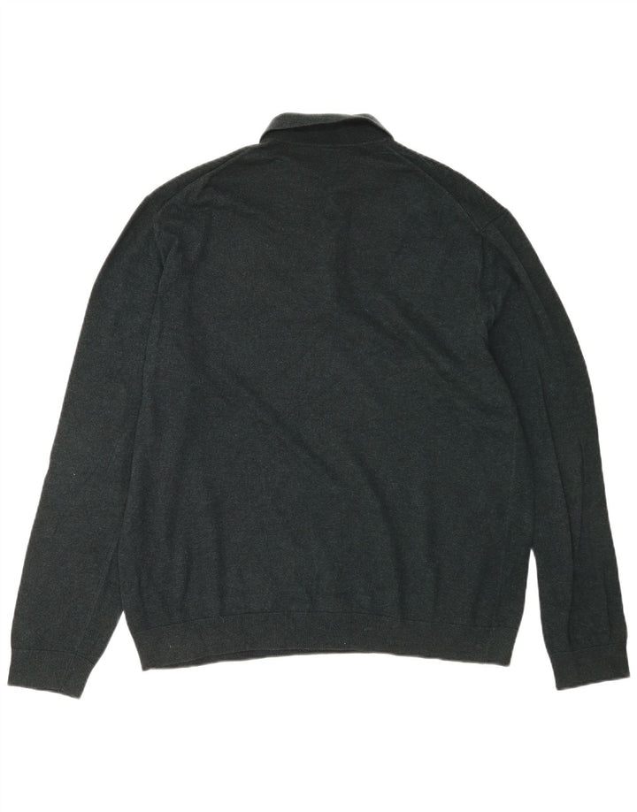 Marks & Spencer Mens Polo Neck Jumper Sweater Large Green Cotton