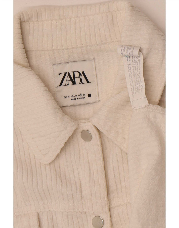 Zara Womens Oversized Corduroy Shirt UK 14 Medium White Cotton