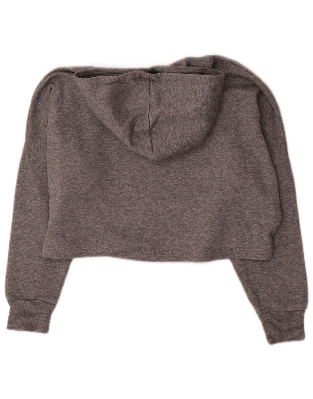 PUMA Girls Crop Graphic Hoodie Jumper 9-10 Years Grey Cotton