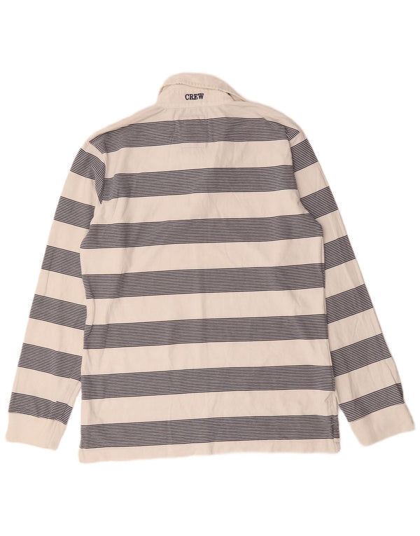Crew Clothing Mens Long Sleeve Rugby Polo Shirt Medium White Striped Cotton