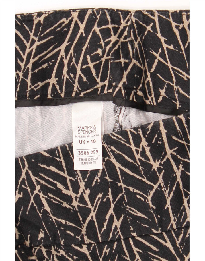 Marks & Spencer Womens Abstract Pattern Pencil Skirt UK 18 XL W38 Black
