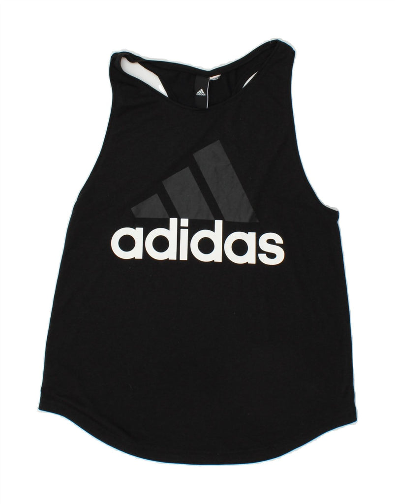 ADIDAS Womens Graphic Vest Top UK 12 Medium Black | Vintage Adidas | Thrift | Second-Hand Adidas | Used Clothing | Messina Hembry 