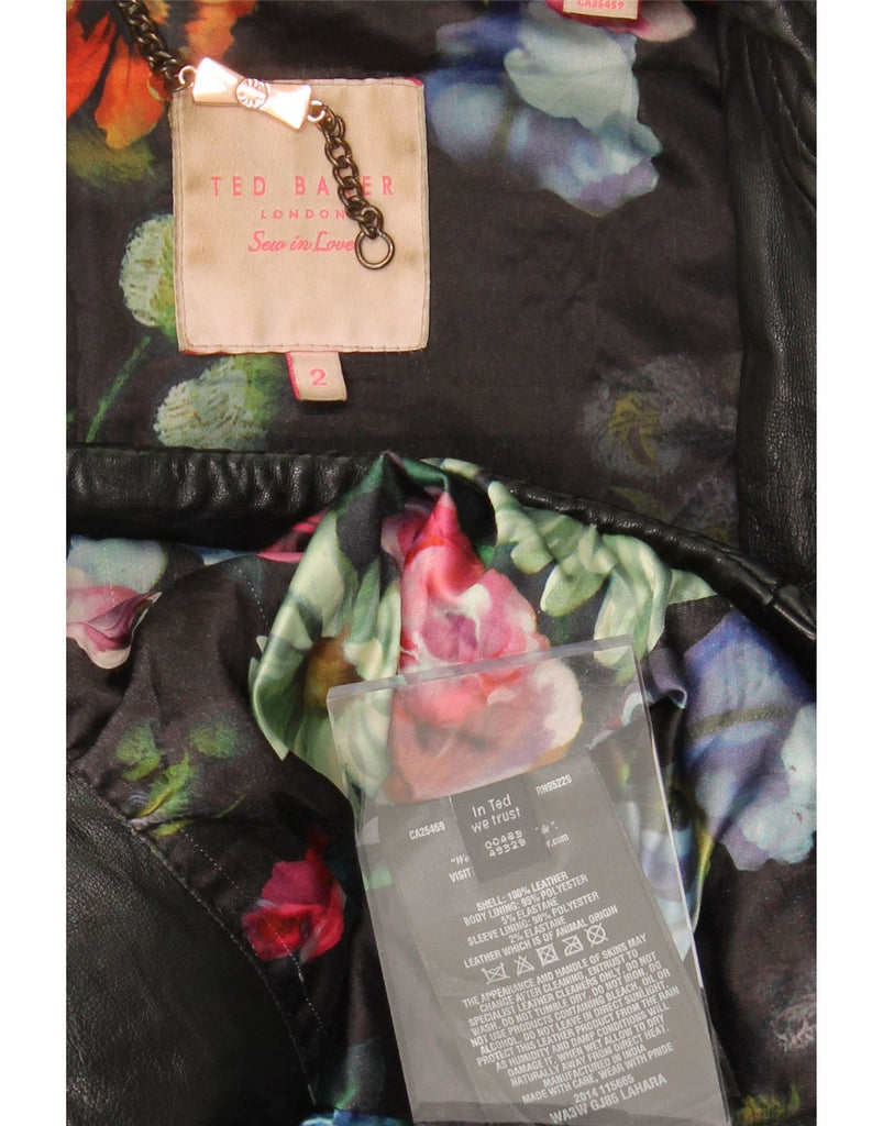 TED BAKER Womens Leather Jacket Size 2 Small Black Leather Vintage Ted Baker and Second-Hand Ted Baker from Messina Hembry 