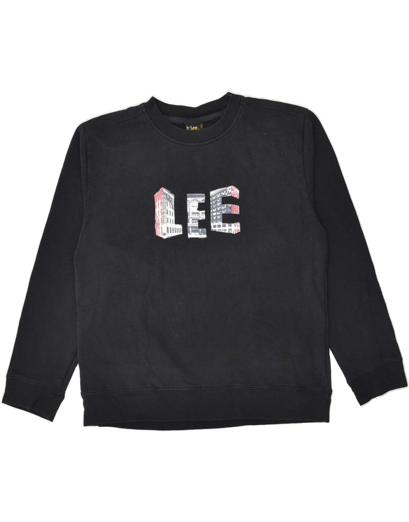 LEE Boys Graphic Sweatshirt Jumper 13-14 Years Large Black Cotton | Vintage Lee | Thrift | Second-Hand Lee | Used Clothing | Messina Hembry 