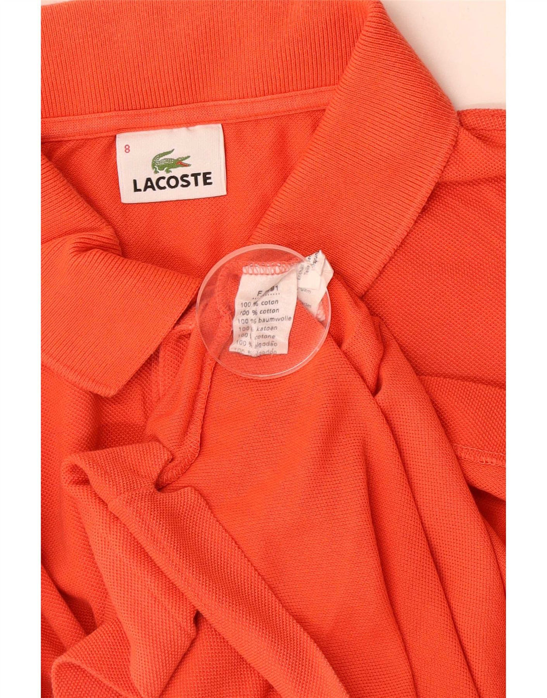 Lacoste Mens Polo Shirt Size 8 3XL Orange Cotton