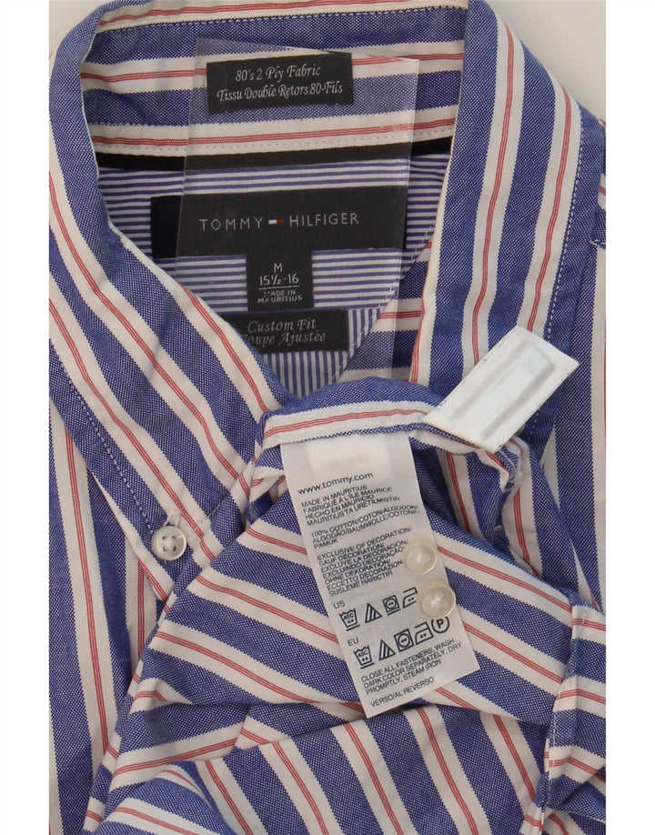 TOMMY HILFIGER Mens Custom Fit Shirt Size 151/2-16 Medium Blue Striped Vintage Tommy Hilfiger and Second-Hand Tommy Hilfiger from Messina Hembry 