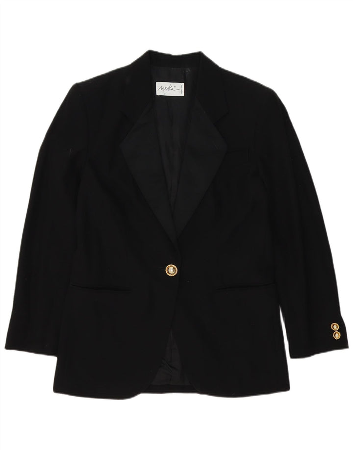 Maska Womens 1 Button Blazer Jacket IT 42 Medium Black Acetate