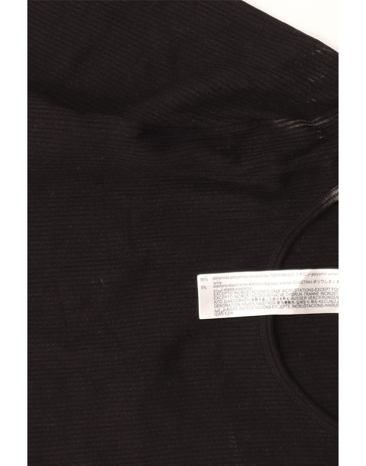 Zara Womens Crop Top Long Sleeve UK 4 XS Black Polyamide