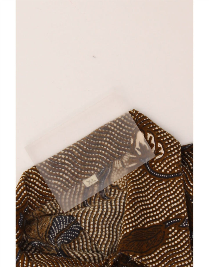 Vintage Mens Short Sleeve Shirt XL Brown Floral